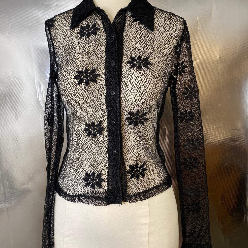 Joule sheer shirt flowers Medium black
